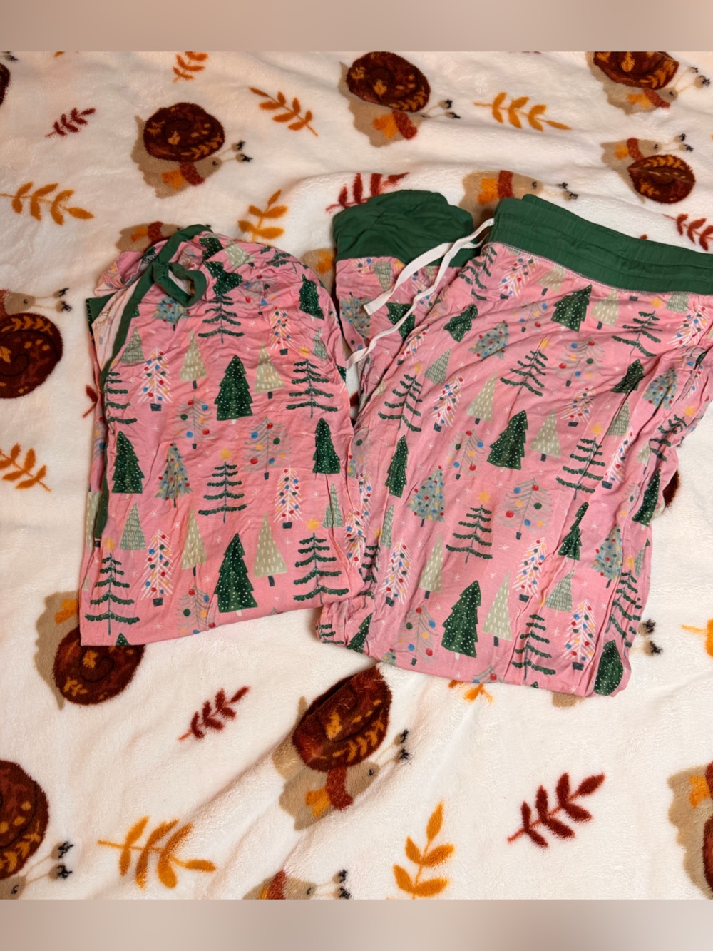 Little Sleepies Pink Holiday Tree Pajamas with Green Waistband